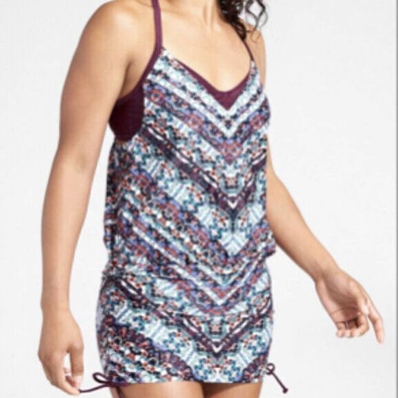 Athleta Women’s Wild Bloom Marrakesh Tankini Top Or Swim Dress NWT $89 32 B/C - Picture 2 of 12